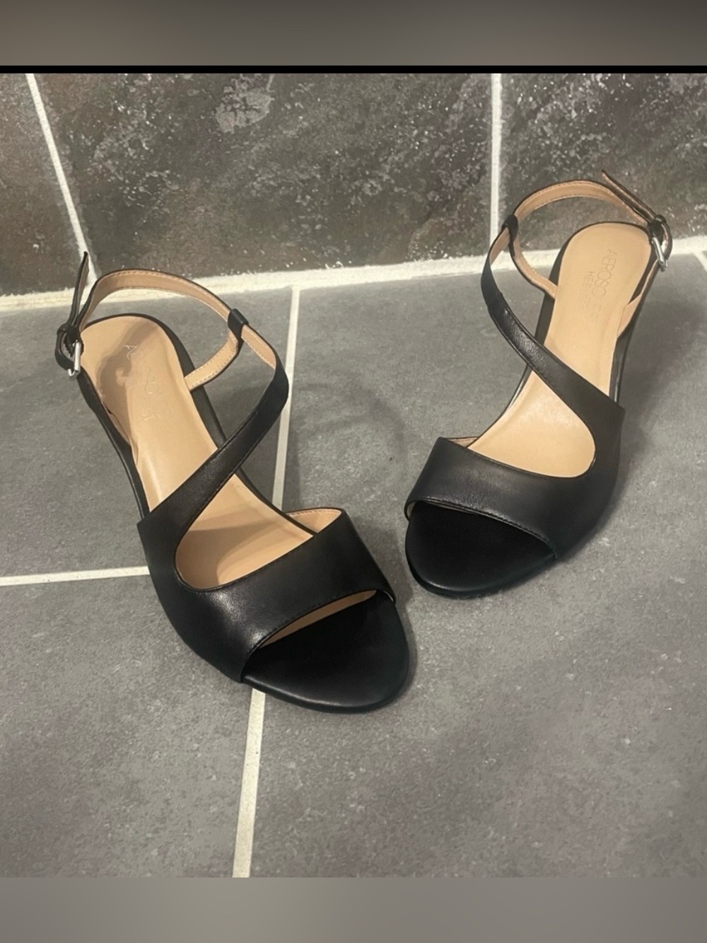 Never Worn! Aerosoles leather strappy heels. Black. size 8